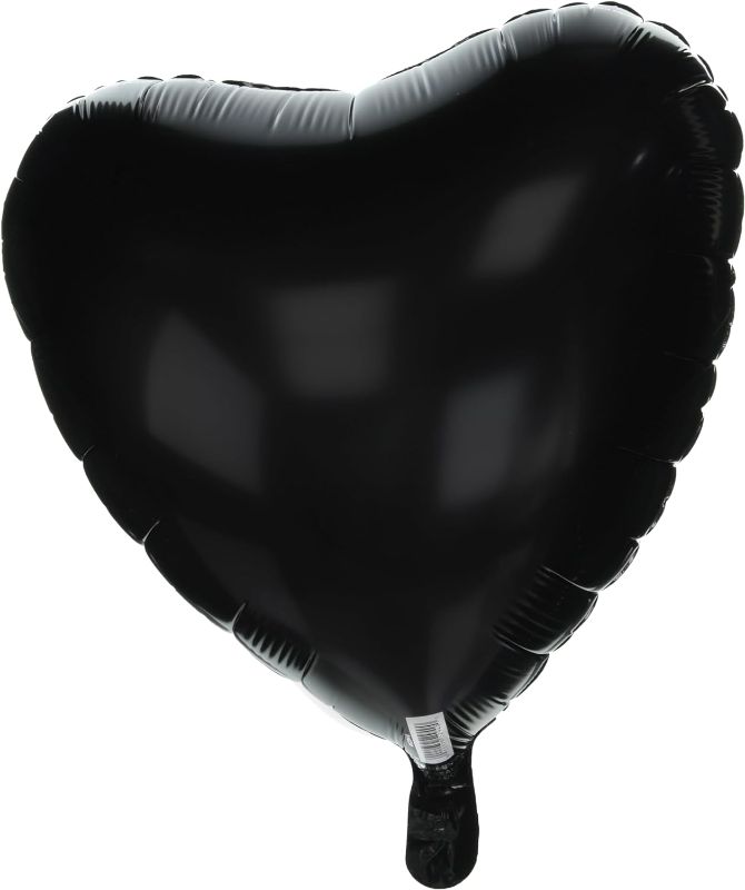 Photo 1 of BUNDLE OF 8, Black Heart Foil Balloon - 18" | Decorative Party Accessory - Perfect for Celebrations, Anniversaries, and Special Occasions - 1 Pc.
