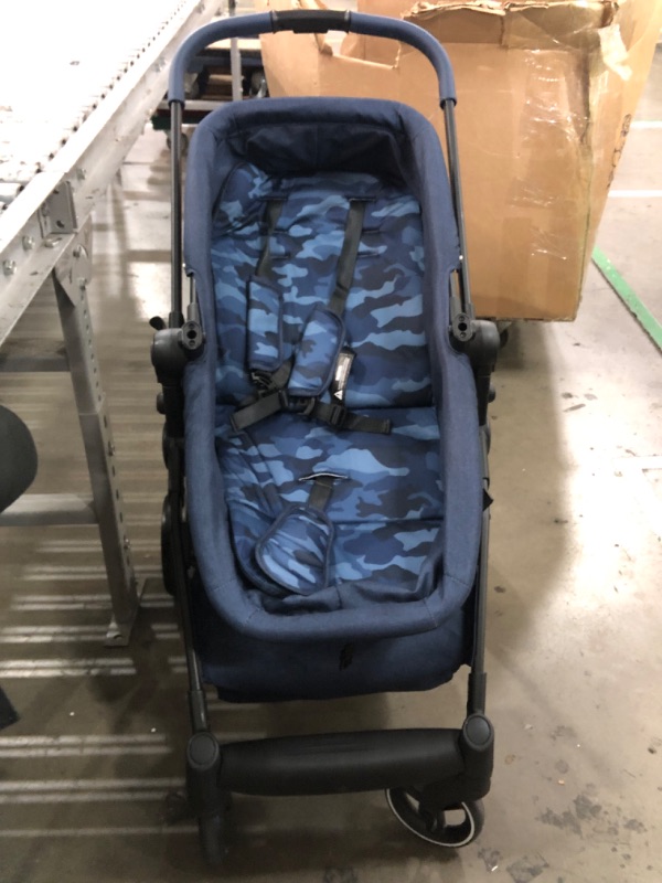 Photo 2 of **SEE NOTES**GAP babyGap 2-in-1 Carriage Stroller - Car Seat Compatible - Easy One-Handed Fold - Lightweight Stoller with Oversized Canopy & Reclining Seat - Made with Sustainable Materials, Navy Camo