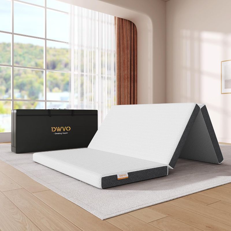 Photo 1 of **SEE NOTES**DWVO Full Size Folding Mattress with Storage Bag, 4 inch Tri-fold Memory Foam Mattress with Washable Cooling Cover for Hot Sleepers, Portable Floor Mattress Guest Bed for Adult Travel Camping
