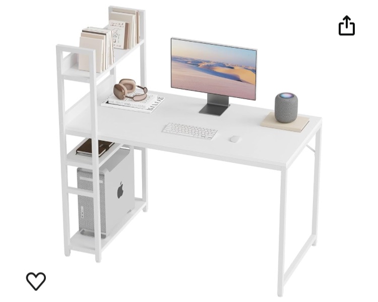 Photo 1 of **SEE NOTES**CubiCubi Computer Desk 47 inch with Storage Shelves Study Writing Table for Home Office,Modern Simple Style, White
