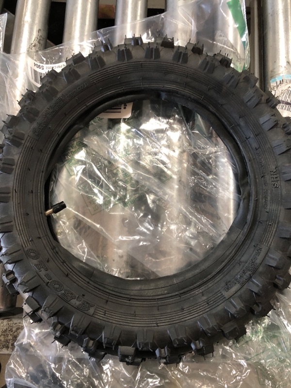 Photo 2 of 2.5-10" Off-Road Tire and Inner Tube Set - Dirt Bike Tire with 10-Inch Rim and 2.5/2.75-10 Dirt Bike Inner Tube Replacement Compatible with Honda CRF50/XR50, Suzuki DRZ70/JR50, and Yamaha PW50