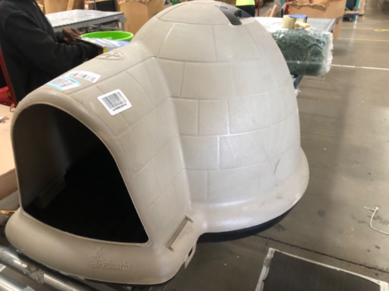 Photo 5 of **SEE PHOTOS**Petmate Indigo Dog House (Igloo Dog House, Made in USA with 90% Recycled Materials, All-Weather Protection Pet Shelter) for Large Dogs 50 to 90 pounds, Made in USA, TAUPE/BLACK
