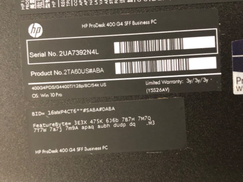 Photo 3 of **See notes/photos**HP ProDesk 400 G4 Desktop Small Form Factor Business PC, Intel Quad-Core i5-6500 up to 3.6G,8G DDR4,240G SSD,VGA,DP,Win 10 Pro 64 bit-Multi-Language Support English/Spanish (Renewed), comes with mouse and keyboard