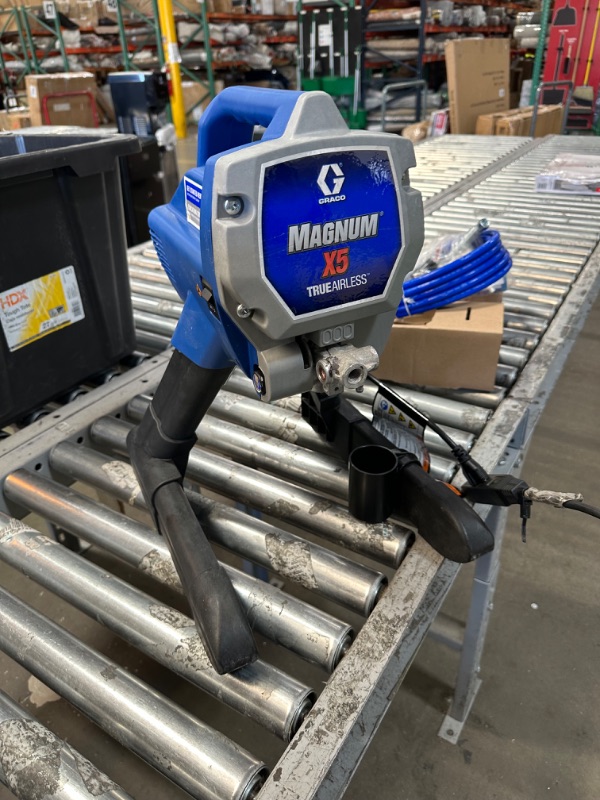 Photo 3 of **UNKNOWN IF FUNCTIONAL UNETESTED, PARTS ONLY ** Graco Magnum 262800 X5 Stand Airless Paint Sprayer, Blue Magnum X5 Airless Paint Sprayer