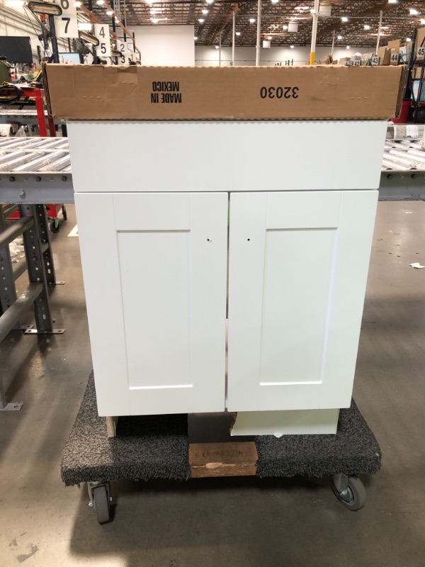 Photo 4 of **SEE NOTES**Project Source 24-in White Shaker Single Sink Bathroom Vanity with White Cultured Marble Top
