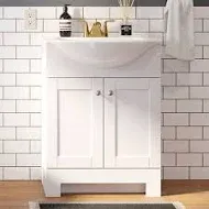 Photo 1 of **SEE NOTES**Style Selections Euro 24-in White Single Sink Bathroom Vanity with White Cultured Marble Top
