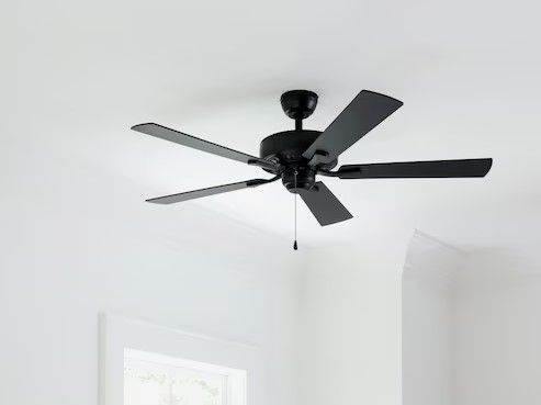 Photo 1 of **READ CLERK NOTES** Harbor Breeze Cypress Point 52-in Matte Black Indoor Downrod or Flush Mount Ceiling Fan Light Kit Compatible (5-Blade)
