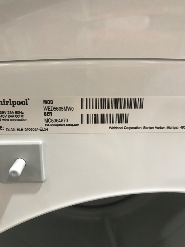 Photo 2 of Whirlpool 7.4-cu ft Stackable Electric Dryer (White) ENERGY STAR
