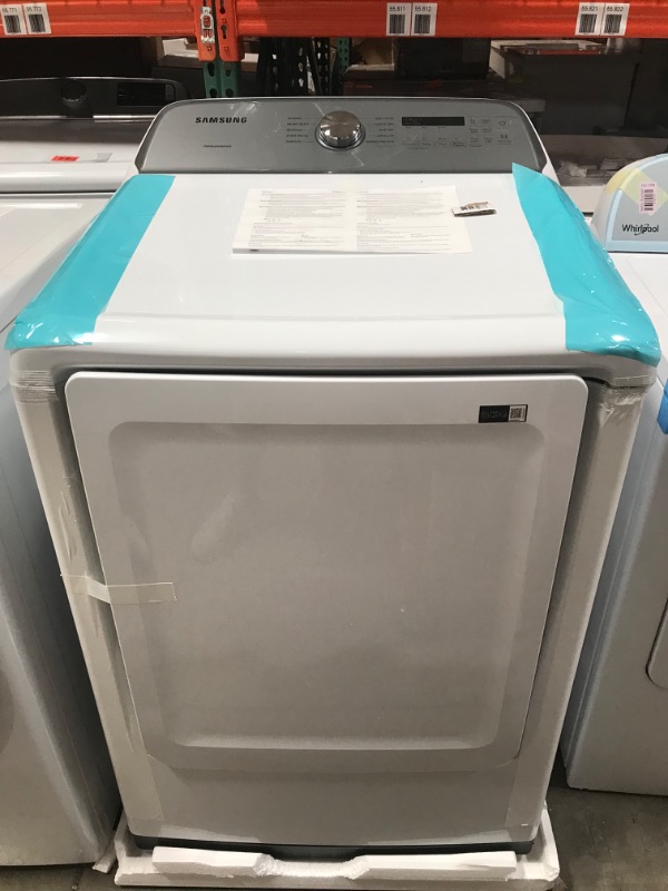 Photo 4 of **MINOR DAMAGE, UNKNOWN IF FUNCTIONAL UNTESTED, PARTS ONLY** Samsung - 7.4 Cu. Ft. Electric Dryer with Sensor Dry - White
