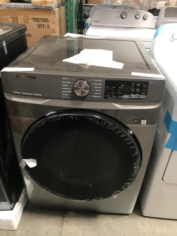 Photo 1 of Samsung 7.5-cu ft Stackable Steam Cycle Smart Electric Dryer (Platinum)
