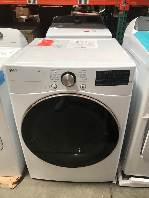 Photo 1 of LG True Steam 7.4-cu ft Stackable Steam Cycle Smart Electric Dryer (White) ENERGY STAR

