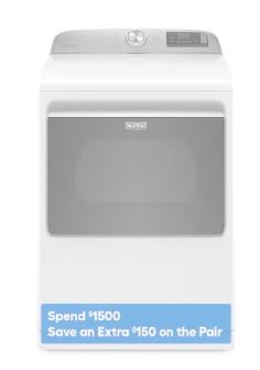 Photo 1 of Maytag Smart Capable 7.4-cu ft Steam Cycle Smart Electric Dryer (White) ENERGY STAR
