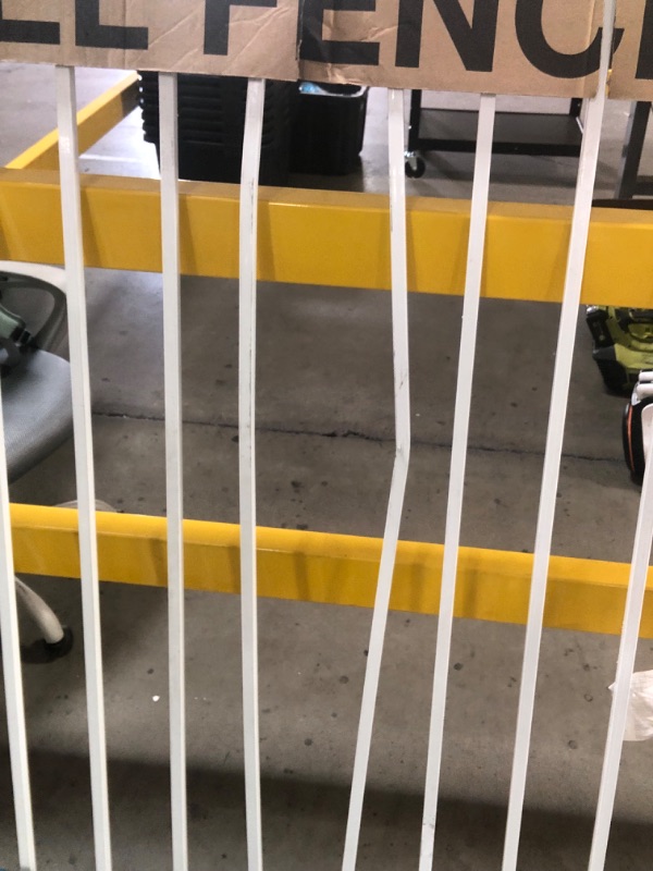 Photo 1 of **SEE NOTES****US Door and Fence
5 ft. x 7 ft. Metal Spaced Bar Flat Top Pro Series W Navajo White Flat Metal Fence Panel