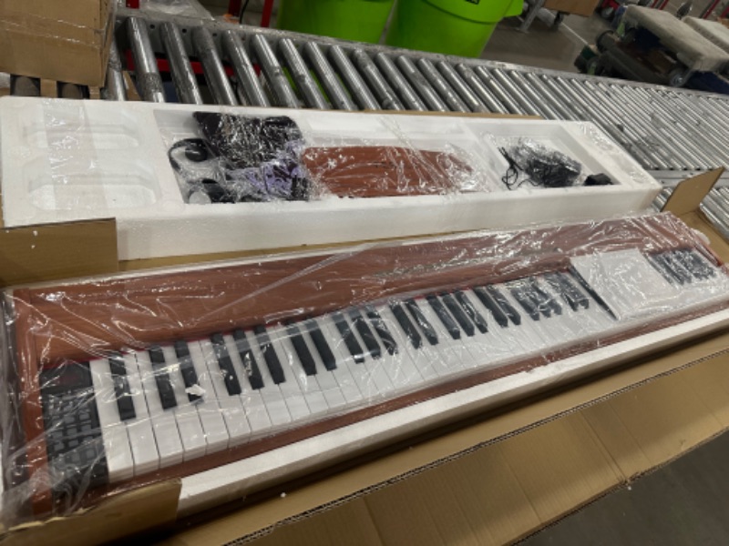 Photo 5 of **SEE NOTES!!**Fesley 88 Key Keyboard Piano with Semi-Weighted Keys, Full-Size Digital Piano Keyboard for Beginner, Piano Keyboard 88 Keys with Power Adapter, Sustain Pedal, Bluetooth, MIDI, FEP300, Brown FEP300 Semi-Weighted Digital Piano Brown-2