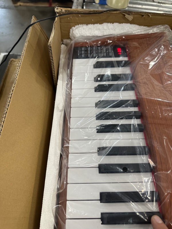 Photo 4 of **SEE NOTES!!**Fesley 88 Key Keyboard Piano with Semi-Weighted Keys, Full-Size Digital Piano Keyboard for Beginner, Piano Keyboard 88 Keys with Power Adapter, Sustain Pedal, Bluetooth, MIDI, FEP300, Brown FEP300 Semi-Weighted Digital Piano Brown-2