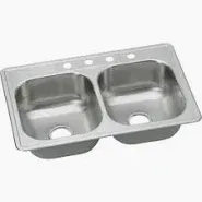 Photo 1 of **READ NOTES, MINOR DAMAGE**
Elkay Parkway 20-Gauge Stainless Steel 33 in. Double Bowl Drop-In Kitchen Sink