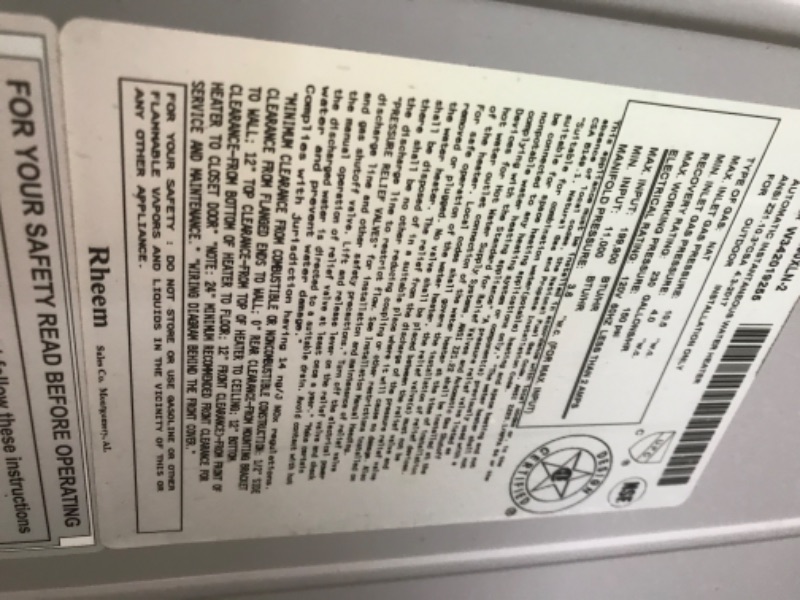 Photo 10 of **SEE NOTES**Rheem Performance Platinum 9.5 GPM Natural Gas High Efficiency Outdoor Tankless Water Heater