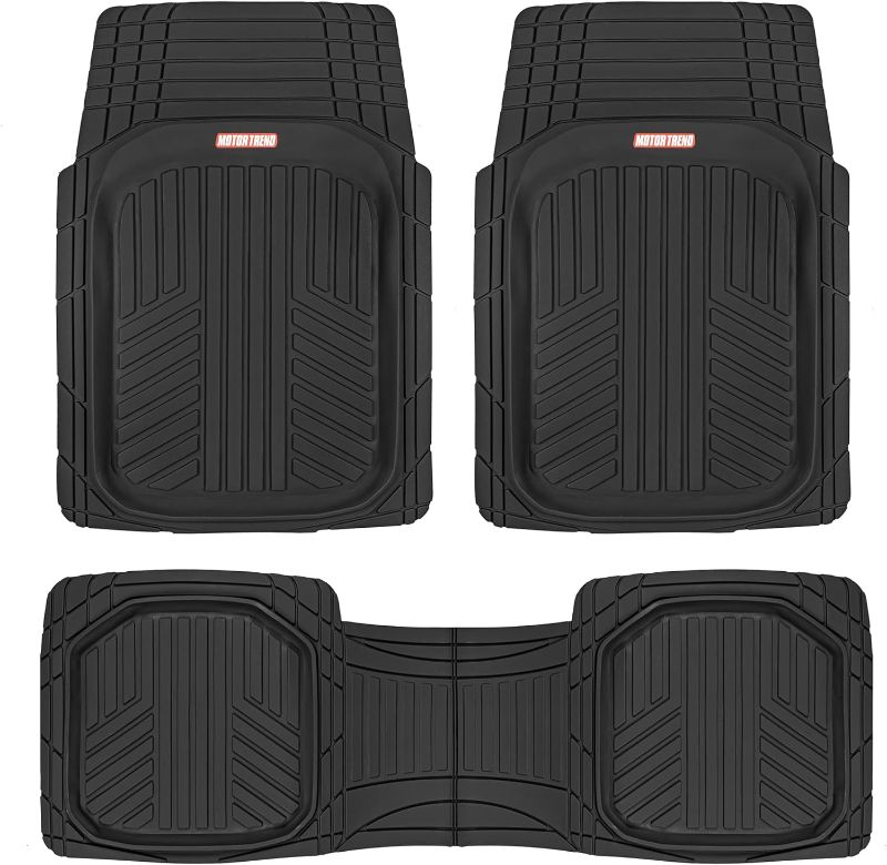 Photo 1 of **SEE NOTES**Motor Trend FlexTough Plus Black Rubber Car Floor Mats - All Weather Deep Dish Automotive Floor Mats, Heavy Duty Trim