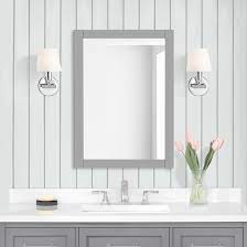 Photo 1 of allen + roth Brinkhaven 20-in x 28-in American Gray Rectangular Framed Bathroom Vanity Mirror
