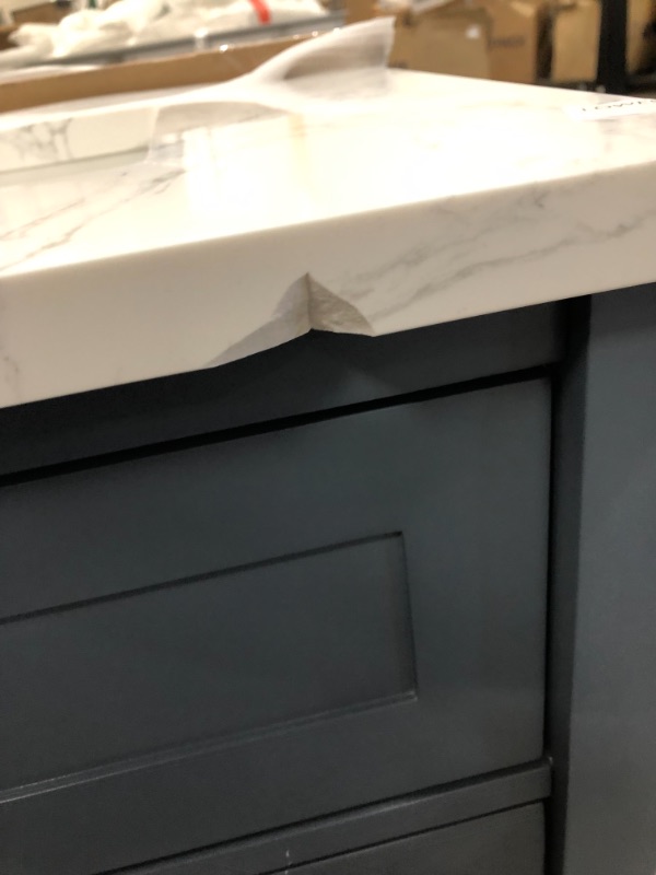 Photo 3 of allen + roth Lancashire 30-in Chambray Blue Undermount Single Sink Bathroom Vanity with White Engineered Stone Top
