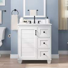 Photo 1 of allen + roth Rigsby 30-in White Undermount Single Sink Bathroom Vanity with White Engineered Marble Top
