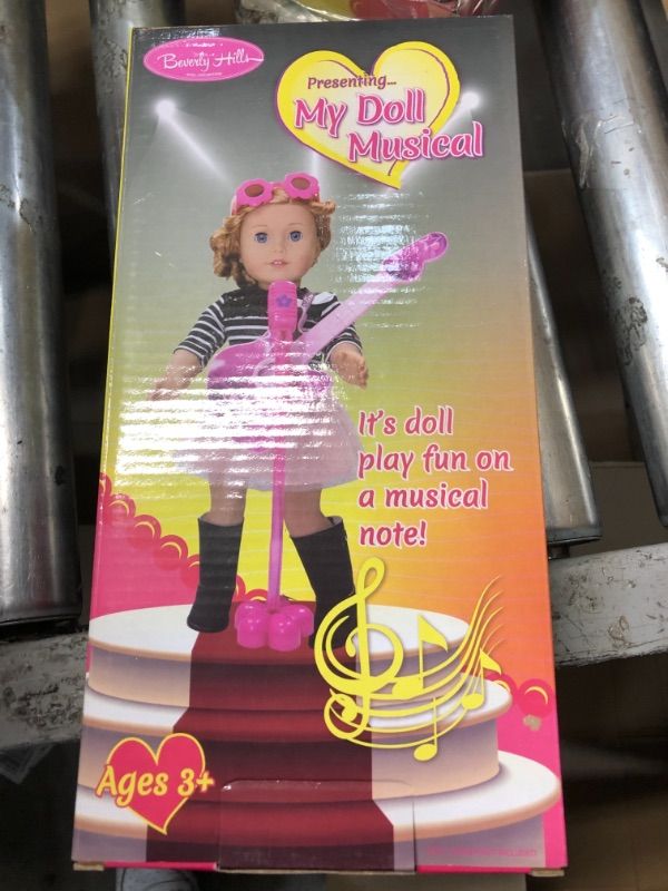 Photo 2 of Beverly Hills Doll Collection Guitar Rock N Roll Musical Performance Pretend Playset with Microphone, Personalized Rock-Star Musician Stickers and Sunglasses for 18 Inch Dolls Rock N Roll set