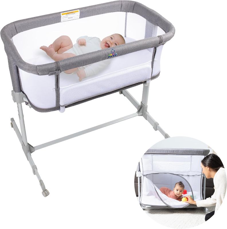 Photo 1 of 3 in 1 Baby Bassinet, Bedside Sleeper, & Playpen, Easy Folding Portable Crib (Grey)- KoolaBaby (Mesh Bassinet)
