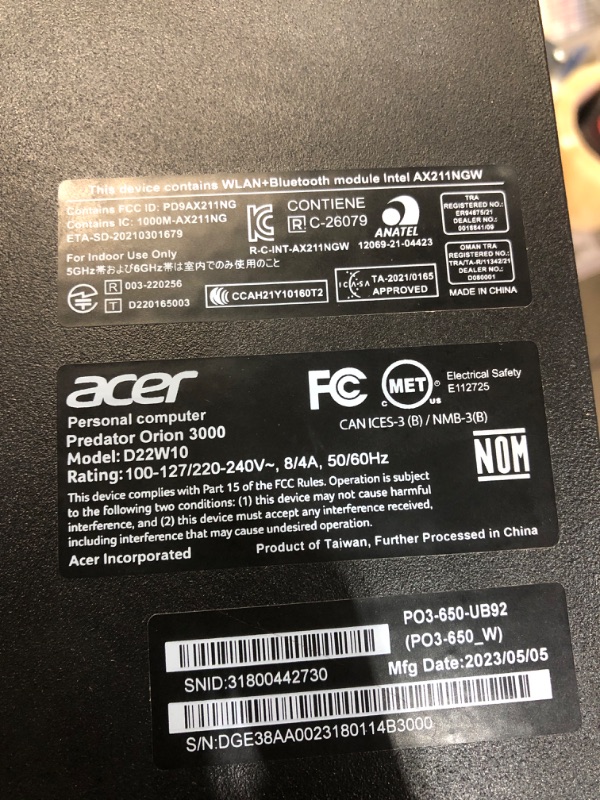 Photo 3 of NON FUNCTIONAL- Acer Predator Orion 3000 PO3-650-UB92 Gaming Desktop | 13th Gen Intel Core i7-13700F 16-Core | NVIDIA GeForce RTX 3060 | 16GB DDR5 | 1TB PCIe Gen 4 SSD | Intel Wi-Fi 6E | Keyboard & Mouse,Black i7-13700F / RTX 3060 16GB / 1TB (DOES NOT POW