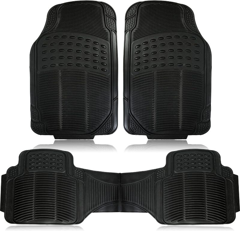 Photo 1 of 3-Piece Car Vehicle Floor Mat - Universal Fit, All-Weather Rubber Material