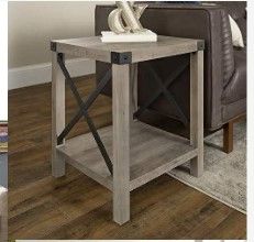 Photo 1 of WE Furniture Square Table, 18 Inch, Gray Wash | Rectangle Accent Coffee Table Living Room Ottoman Storage Shelf, Gray Wash | Universal Stand for TV's up to 64", 58 Inch, Grey