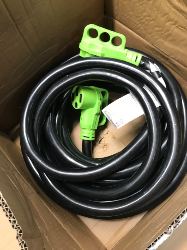 Photo 2 of GearIT 50-Amp Generator Extension Cord (20 Ft) Inline NEMA 14-50P to SS2-50R Twist Lock Connector STW 6/3+8/1 AWG 125/250V for 50A Power Inlet Box, RV Camper, Generator to House - 20 feet 20 Feet Green