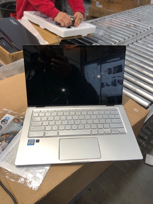 Photo 2 of ASUS Chromebook Flip C434 2-In-1 Laptop, 14" Full HD Touchscreen 4-Way NanoEdge, Intel Core M3-8100Y Processor, 4GB RAM, 64GB eMMC Storage, All-Metal Body, Backlit KB, Chrome OS- C434TA-DSM4T, Silver
