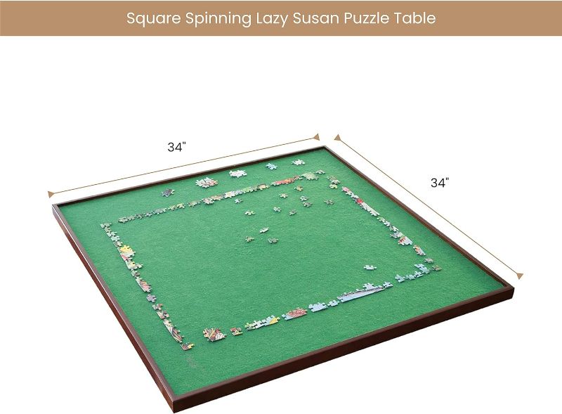 Photo 3 of 1500 Piece Square Spinning Lazy Susan Wooden Jigsaw Puzzle Table - Puzzle Board | 34” X 34” Jigsaw Puzzle Board Portable - Portable Puzzle Table | for Adults and Kids