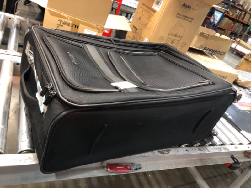 Photo 1 of Kenneth Cole Reaction Rugged Roamer Luggage Collection Lightweight Softside Expandable 8-Wheel Spinner Travel Suitcase Bag, Black, 28-inch Check Only 28-inch Check Only Black