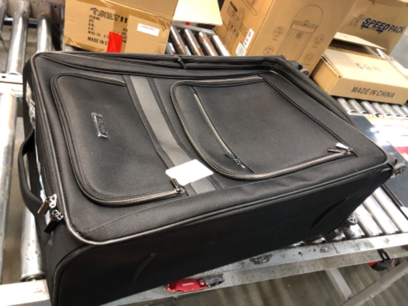 Photo 1 of Kenneth Cole Reaction Rugged Roamer Luggage Collection Lightweight Softside Expandable 8-Wheel Spinner Travel Suitcase Bag, Black, 28-inch Check Only 28-inch Check Only Black