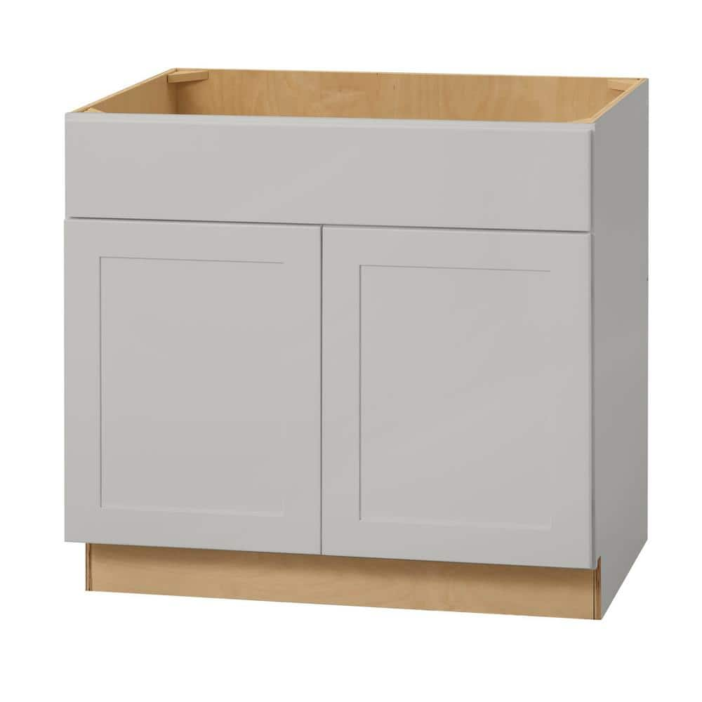 Photo 1 of ***USED - POSSIBLY MISSING PARTS - VERY HEAVY***
Hampton Bay Avondale 36 in. W X 24 in. D X 34.5 in. H Ready to Assemble Plywood Shaker Sink Base Kitchen Cabinet in Dove Gray
