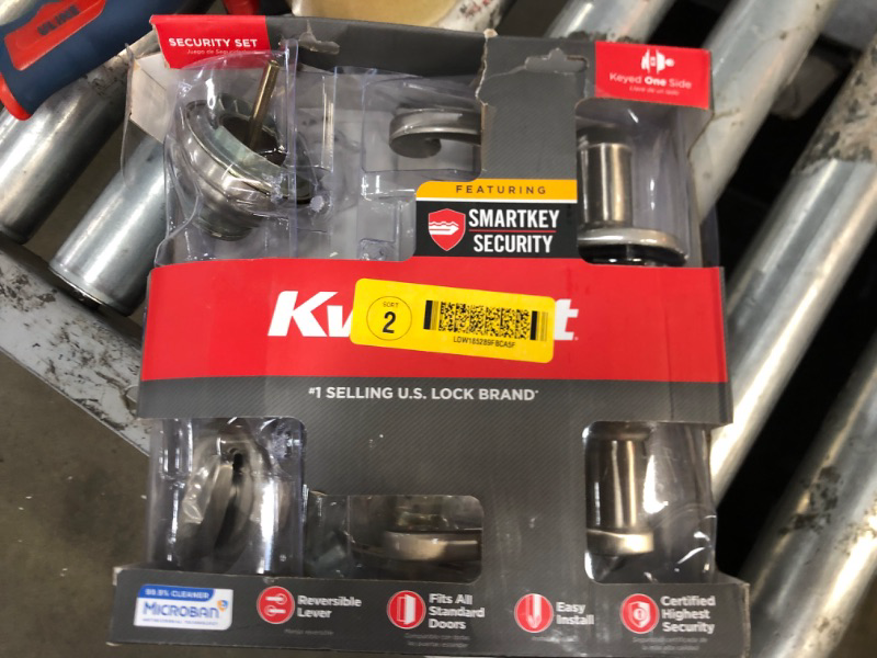Photo 2 of * missing keys * 
Kwikset Signatures Lido Satin Nickel Single-Cylinder Deadbolt Universal Exterior Keyed Entry Door Handle with Smartkey Combo Pack
