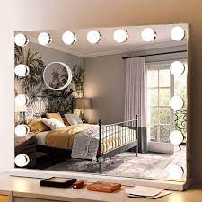 Photo 1 of COOLJEEN Hollywood Vanity Mirror with Lights Lighted Vanity Mirror with15 Dimmable LED Bulbs 3 Color Lighting,Adjustable Brightness USB Charging Port,23x18 Inch
