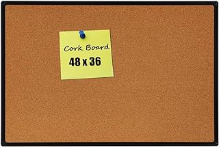 Photo 1 of DexBoard Cork Board Bulletin Board, 48 x 36 inch Corkboard, Black Aluminum Frame, Decorative Hanging Pin Board, Perfect for Home Office Decor, Home School Message Board