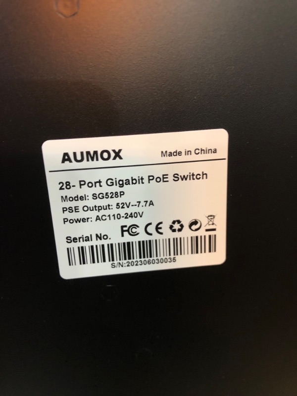 Photo 1 of Aumox 24 Port Gigabit PoE Switch, 28 Port PoE Switch Unmanaged 400W, with 2 x Uplink Gigabit Ports, 2 x 1G SFP Slots, Rackmount or Desktop, PoE Recovery, Plug and Play,VLAN, 802.3 Af/at (SG528P) 28 Port | 24×PoE(400W)