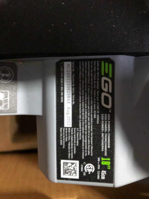 Photo 6 of **MISSING BATTERY AND MAJOR DAMAGE TO SAW SEE NOTES**
EGO Power+ CS1804 18-Inch 56-Volt Cordless Chain Saw 5.0Ah Battery and Charger Included 