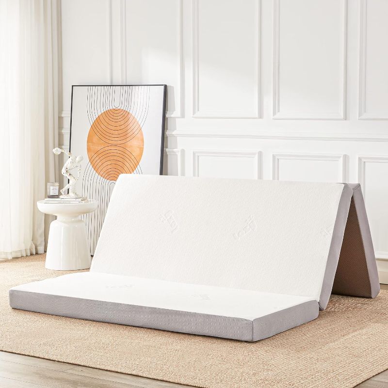 Photo 1 of ***USED - NO PACKAGING***
Lazyzizi Foldable Mattress, 3 Inch Memory Foam Trifold Mattress with Breathable & Washable Bamboo Fiber Fabric Cover