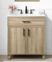 Photo 1 of **SEE COMMENTS*- Style Selections Dolton 30-in Natural Oak Undermount Single Sink Bathroom Vanity with White Engineered Stone Top
