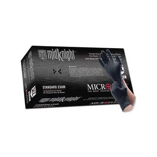 Photo 1 of 10pcks ofAnsell Microflex MidKnight MK-296 Disposable Nitrile Work Gloves, 5.9mil, Black Small, Box of 100
