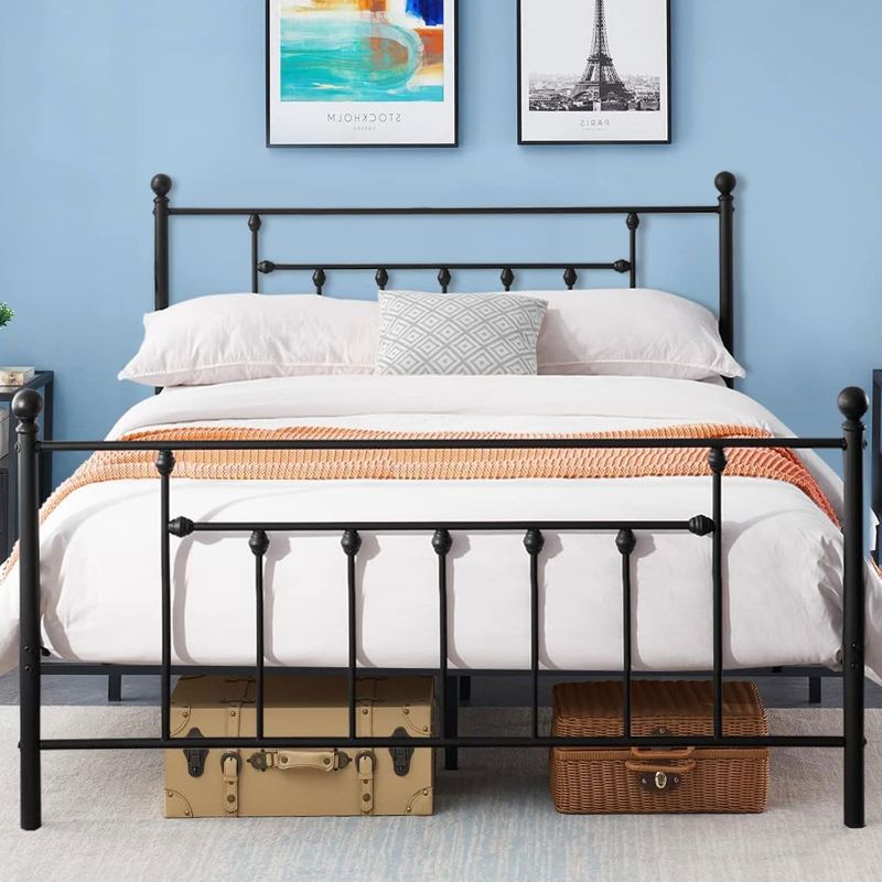 Photo 1 of ***SIMILAR TO COVER PHOTO*** VECELO Metal Platform Bed Frame with Headboard & Footboard, Steel Slats Mattress Foundation, No Box Spring Needed, Full Size, Matte Black Matte Black Full Size Basic Bed Frame