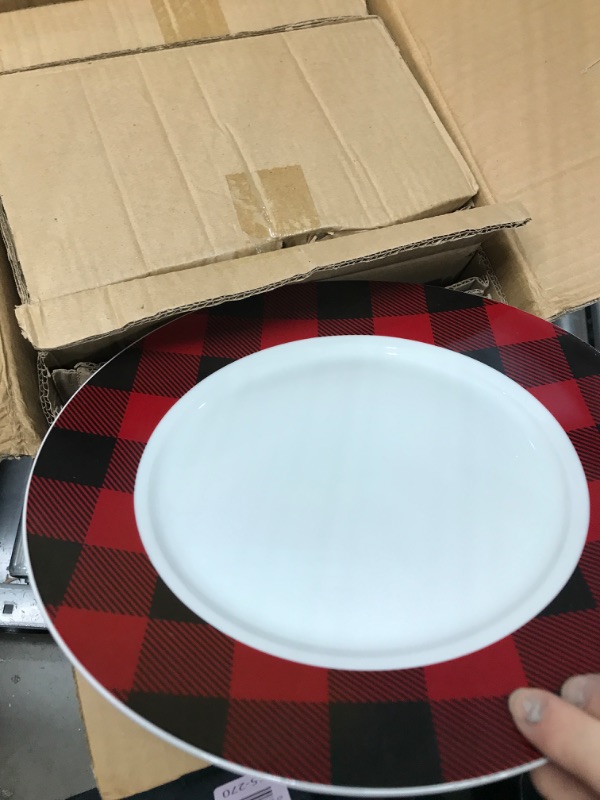 Photo 4 of Safdie & Co. - Red, Black Plaid Plates and Bowls Sets, Modern Dinnerware Set, Kitchen Dinnerware Sets, Indoor and Outdoor Plates, 16-Piece Plaid Kitchen Plates and Bowls Set with Mugs, Dishwasher Safe