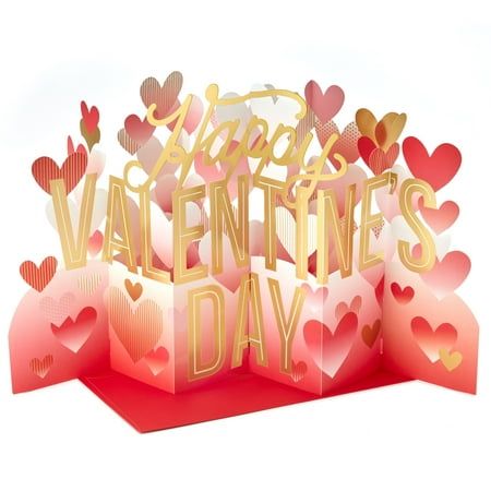 Photo 1 of (5PK) Hallmark Paper Wonder Jumbo Displayable Valentine's Day Card or Centerpiece (Accordion Fold Happy Valentine's Day) Jumbo Accordion Pop Up, Happy Valentine's Day