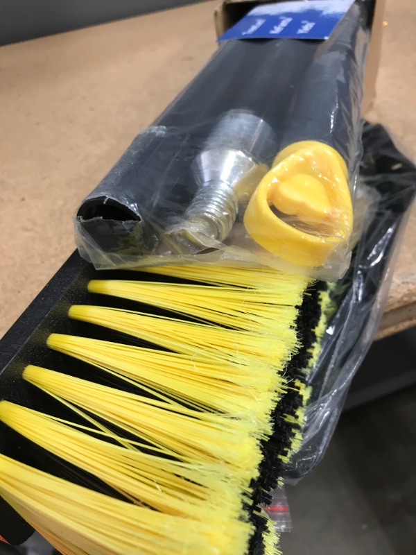 Photo 2 of 24 Inches Push Broom Outdoor Heavy Duty Broom with 63" Long Handle for Deck Driveway Garage Yard Patio Concrete Floor Cleaning Yellow Yellow 24 Inches Heavy Duty