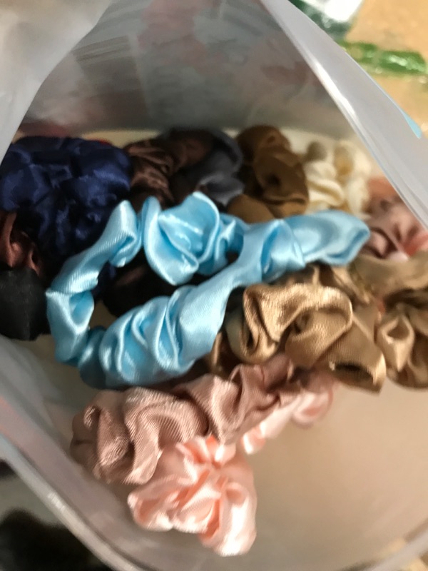 Photo 2 of  24 Pcs Silk Hair Ties, Soft Silk Scrunchies for Hair 