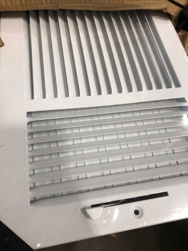 Photo 2 of 16" X 8" 3-Way AIR Supply Grille - Vent Cover & Diffuser - Flat Stamped Face - White [Outer Dimensions: 17.75"w X 9.75"h] 16 x 8 - 3 Way White